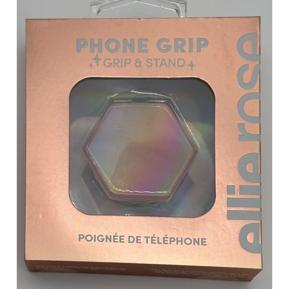 Ellie Rose Holographic Phone Grip & Stand-Rose Quartz-NIB